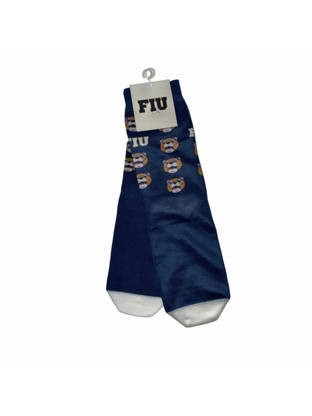 Women's FIU University Mascot Print Crew Socks, One Size, Blue and White NWT